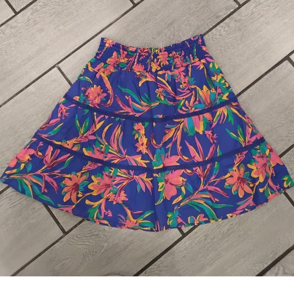 J.Crew Dresses & Skirts - NWT J Crew Tiered Floral Print Smocked Waist Skirt XS Blue Pink Yellow Green